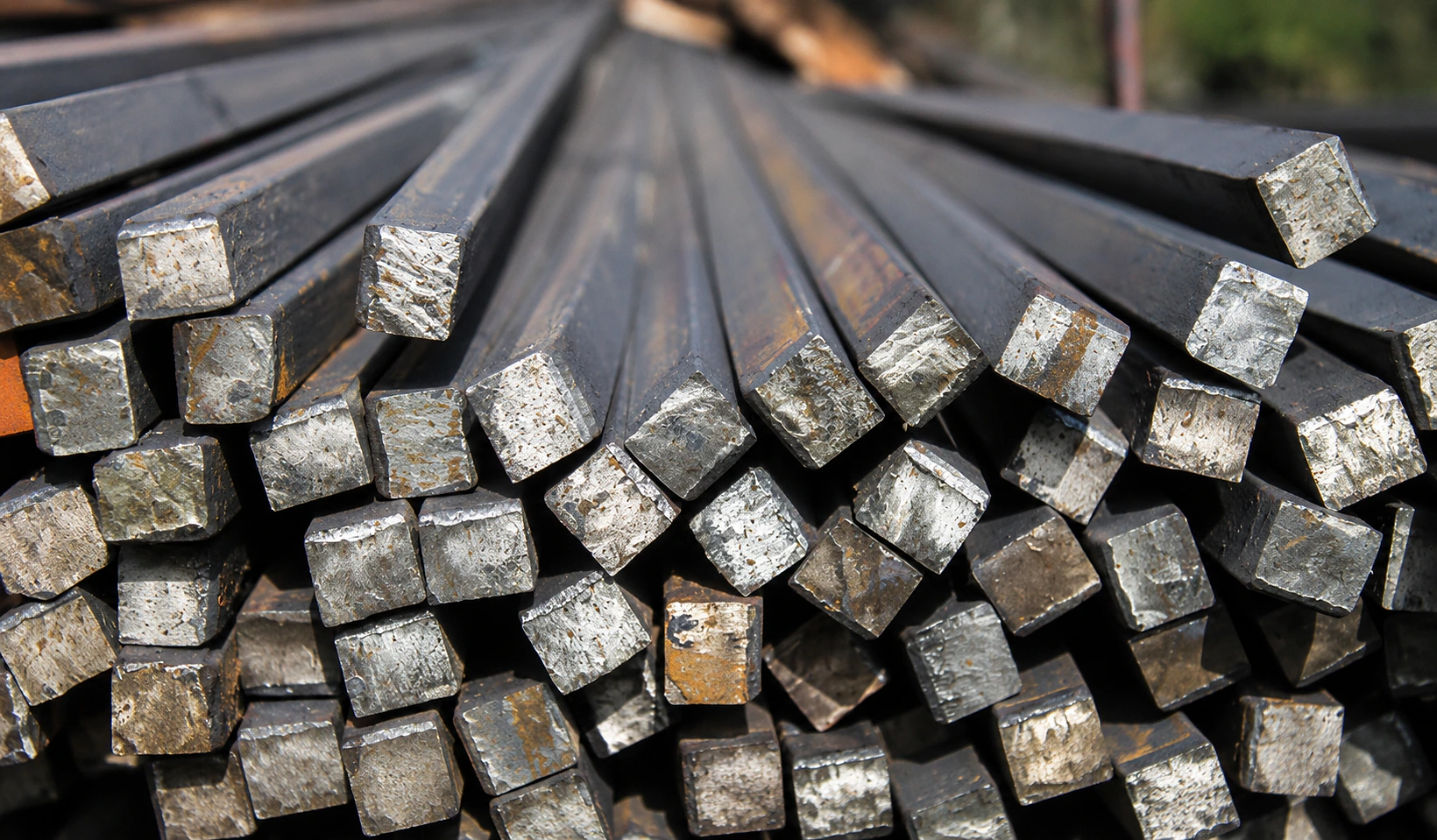 Steel reinforcing bars at a Liberian manufacturing site